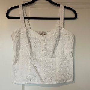 Loft white eyelet tank top - hardly worn, size 6